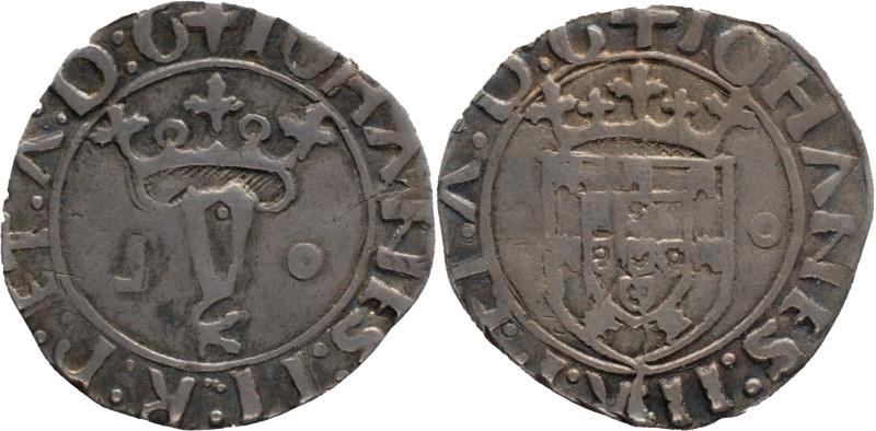 Portugal
D. João II (1481-1495)
Vintém Lisboa "L" inverted
AG: 16.02 1,53g
Good ...
