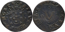 Portugal
D. Pedro Regente (1667-1683)
5 Réis Lisboa 1676
AG: 06.04 10,25g 
Very Fine