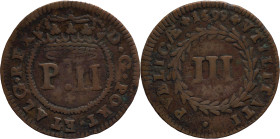 Portugal
D. Pedro II (1683-1706)
3 Reis 1699
AG: 05.02 5,05g
Good Fine