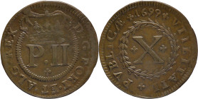 Portugal
D. Pedro II (1683-1706)
10 Reis 1699
AG: 15.01 18,04g
Fine