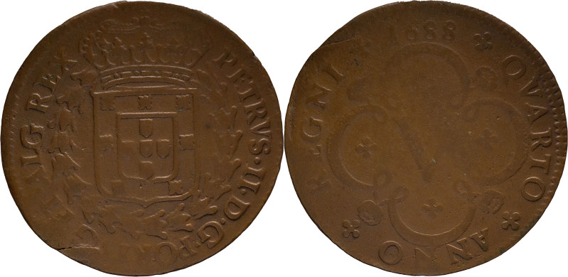 Portugal
D. Pedro II (1683-1706)
Rehearsel V reis 1688 Copper
AG: E3.01 5,43g
Fi...