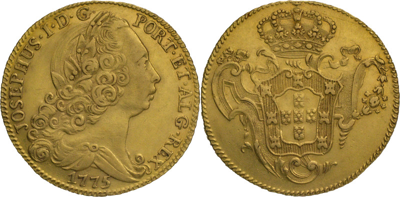 Portugal
D. José I (1750-1777)
Peça (6400 Réis) Lisboa 1775
AG: 53.28 14,34g
Ext...