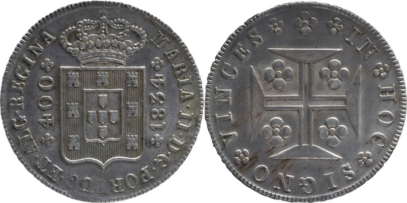 Portugal
D. Maria II (1834-1853)
Cruzado Novo Lisboa 1834
AG: 16.02 14.54g
Extre...