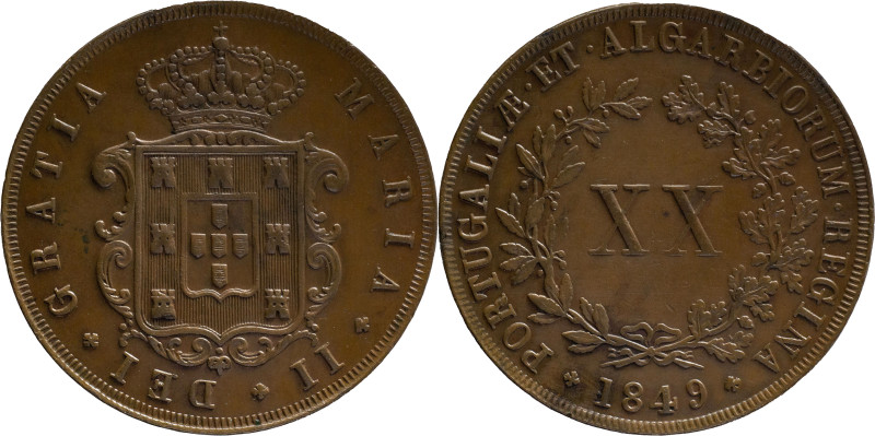 Portugal
D. Maria II (1834-1853)
XX réis Lisboa 1849
AG: 34.03 24.36g
Extremely ...