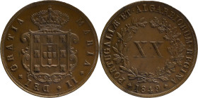 Portugal
D. Maria II (1834-1853)
XX réis Lisboa 1849
AG: 34.03 24.36g
Extremely Fine