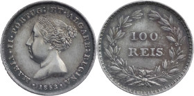 Portugal
D. Maria II (1834-1853)
100 réis Lisboa 1853
AG: 37.01 2.93g
Good Extremely Fine