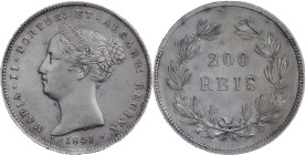 Portugal
D. Maria II (1834-1853)
200 réis Lisboa 1841
AG: 38.03 5.89g
Extremely Fine