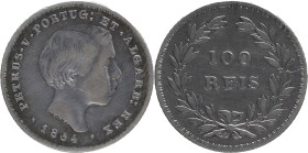 Portugal
D. Pedro V (1853-1861)
100 réis Lisboa 1854
AG: 02.01 2.40g
Good Fine