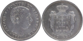 Portugal
D. Pedro V (1853-1861)
500 réis Lisboa 1858
AG: 08.02 12.37g
Very Fine