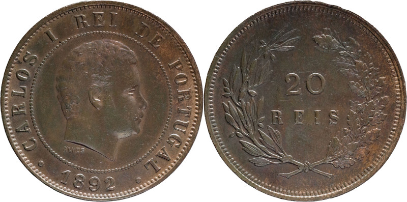 Portugal
D. Carlos I (1889-1908)
20 Réis 1892
AG: 03.01 12.02g
Very Fine