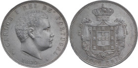 Portugal
D. Carlos I (1889-1908)
1000 Réis 1899
AG: 13.01 25.08g
Good Extremely Fine