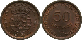 Portugal
República Portuguesa (1910-Present)
Prova 50 centavos Angola 1954
AG: E3.08 3.98g
Extremely Fine