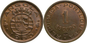 Portugal
República Portuguesa (1910-Present)
Prova 1 escudo Angola 1963
AG: E4.03 8.01g
Extremely Fine