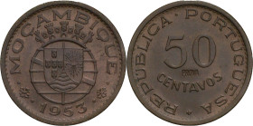 Portugal
República Portuguesa (1910-Present)
Prova 50 centavos Moçambique 1953
AG: E3.05 3.95g
Extremely Fine
