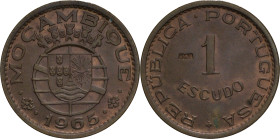 Portugal
República Portuguesa (1910-Present)
Prova 1 Escudo Moçambique 1965
AG: E4.12 7.98g
Extremely Fine