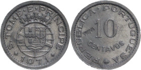 Portugal
República Portuguesa (1910-Present)
Prova 10 Centavos S. Tomé e Príncipe 1971
AG: E1.03 0.61g
Extremely Fine
