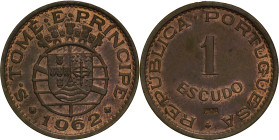 Portugal
República Portuguesa (1910-Present)
Prova 1 escudo S. Tomé e Príncipe 1962
AG: E4.04 7.99g
Extremely Fine