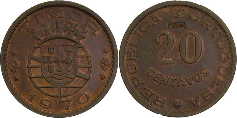 Portugal
República Portuguesa (1910-Present)
Prova 20 centavos Timor 1970
AG: E5...