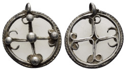 BYZANTINE EMPIRE.Silver Cross.(8th-10th century).Ae.

Condition : Good very fine.

Weight : 1.6 gr
Diameter : 20 mm