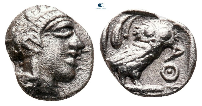 Attica. Athens circa 454-404 BC. 
Obol AR

9 mm, 0,66 g

Helmeted head of A...