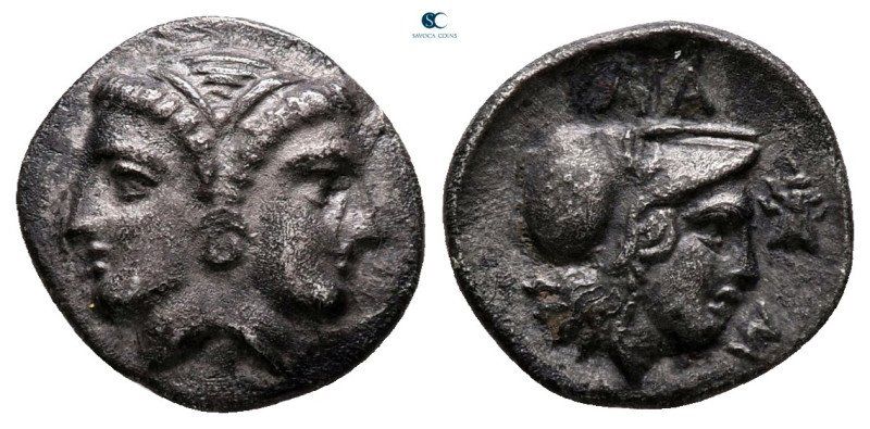 Mysia. Lampsakos circa 300 BC. 
Diobol AR

12 mm, 1,19 g

Female janiform h...