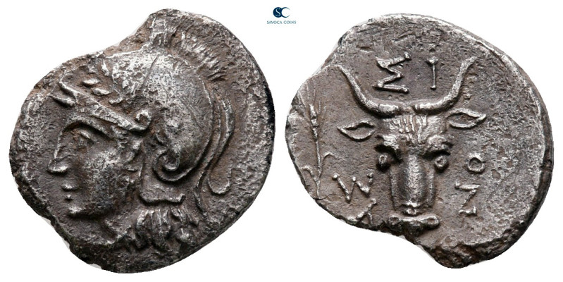 Troas. Assos circa 360-350 BC. 
Hemidrachm AR

15 mm, 1,82 g

Helmeted head...