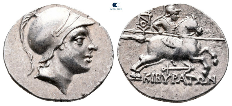 Phrygia. Kibyra circa 166-84 BC. 
Drachm AR

17 mm, 2,83 g

Helmeted male h...