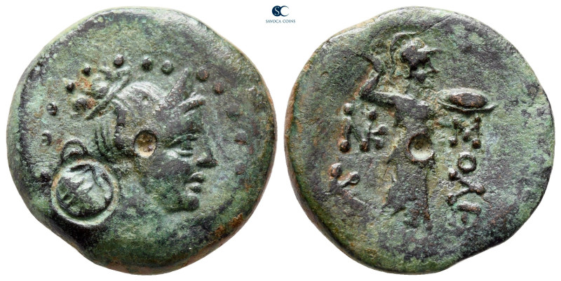 Cilicia. Soloi circa 200-0 BC. 
Bronze Æ

22 mm, 9,13 g

Bust of Artemis ri...