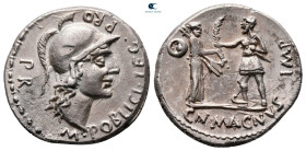 Pompeius Magnus & M. Poblicius 46-45 BC. Corduba. Denarius AR