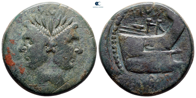 Sextus Pompey Magnus 43-36 BC. Sicily
As Æ

30 mm, 16,30 g

Laureate head o...