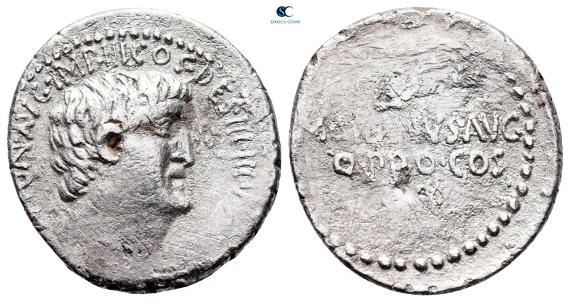 Marc Antony 32-31 BC. M. Junius Silanus, proconsul. Military mint moving with M....
