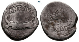 Marc Antony 32-31 BC. Military mint moving with M.Antony. Denarius AR