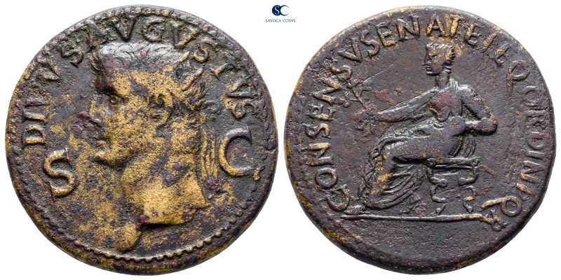 Divus Augustus AD 14. Rome
Dupondius Æ

29 mm, 14,26 g

DIVVS•AVGVSTVS, rad...