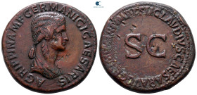 Agrippina I  AD 33. Struck under Claudius. Rome. Sestertius Æ