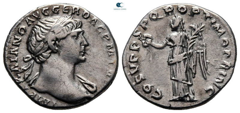Trajan AD 98-117. Rome
Denarius AR

17 mm, 3,24 g

IMP TRAIANO AVG GER DAC ...