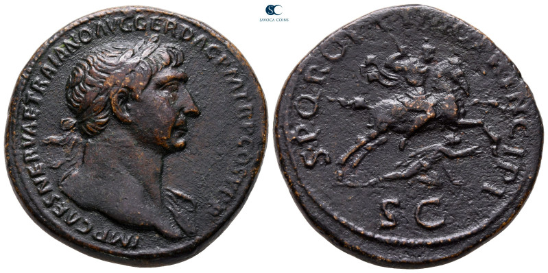 Trajan AD 98-117. Rome
Sestertius Æ

33 mm, 25,88 g

IMP CAES NERVAE TRAIAN...