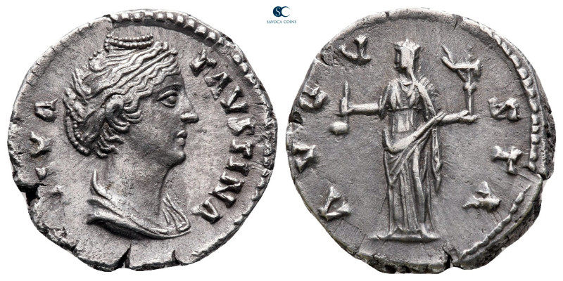 Diva Faustina I AD 140-141. Rome
Denarius AR

18 mm, 3,37 g

DIVA FAVSTINA,...