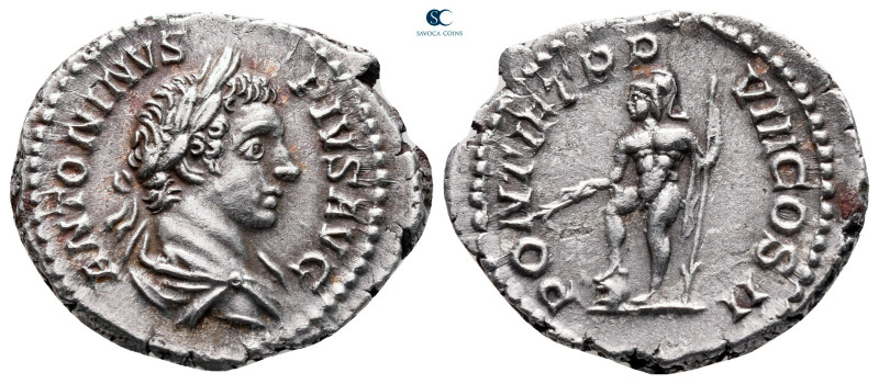 Caracalla AD 198-217. Rome
Denarius AR

21 mm, 3,13 g

ANTONINVS PIVS AVG, ...