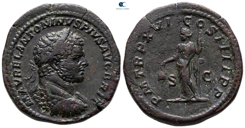 Caracalla AD 198-217. Rome
Sestertius Æ

33 mm, 27,47 g

M AVREL ANTONINVS ...