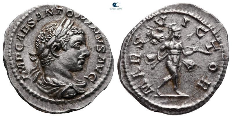 Elagabal AD 218-222. Rome
Denarius AR

20 mm, 2,97 g

IMP CAES ANTONINVS AV...