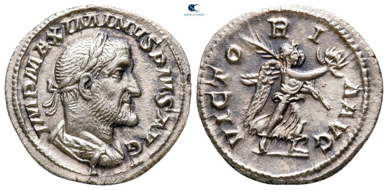 Maximinus I Thrax AD 235-238. Rome
Denarius AR

19 mm, 2,52 g

IMP MAXIMINV...