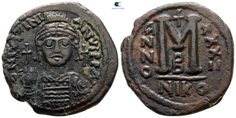 Justinian I AD 527-565. Dated RY 32 (558/9 AD). Nikomedia
Follis or 40 Nummi Æ...