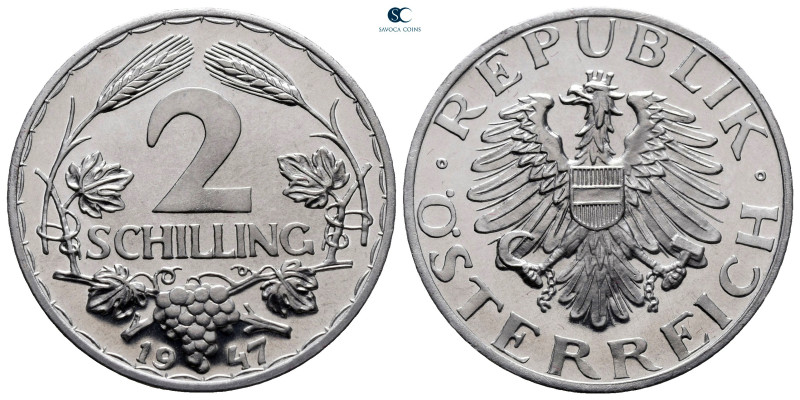 Austria. Vienna. AD 1947.
2 Schilling Aluminium

28 mm, 2,80 g

2 SCHILLING...