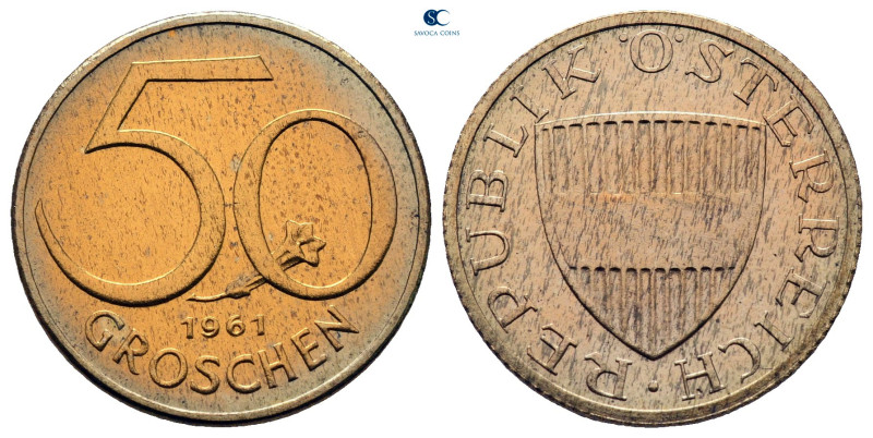 Austria. Vienna. AD 1961.
50 Groschen

20 mm, 3,12 g

50 Groschen 1961 / RE...