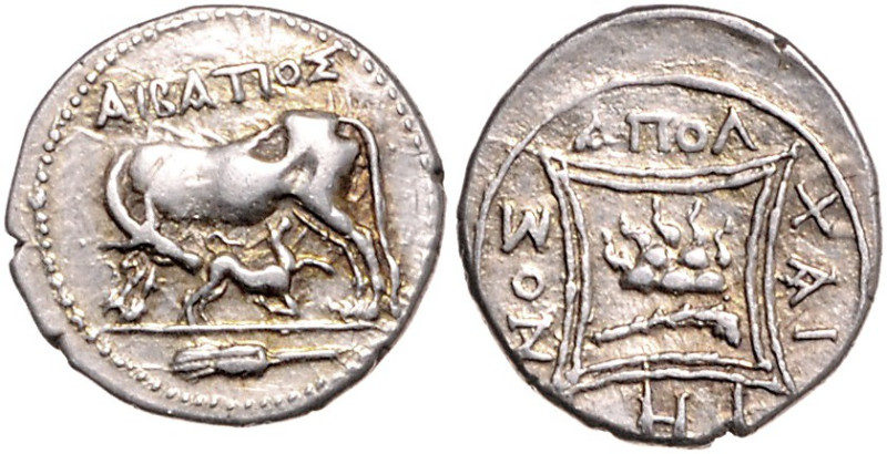 GRIECHENLAND, ILLYRIEN / Stadt Apollonia, AR Drachme (200-80 v.Chr.). Kuh säugt ...