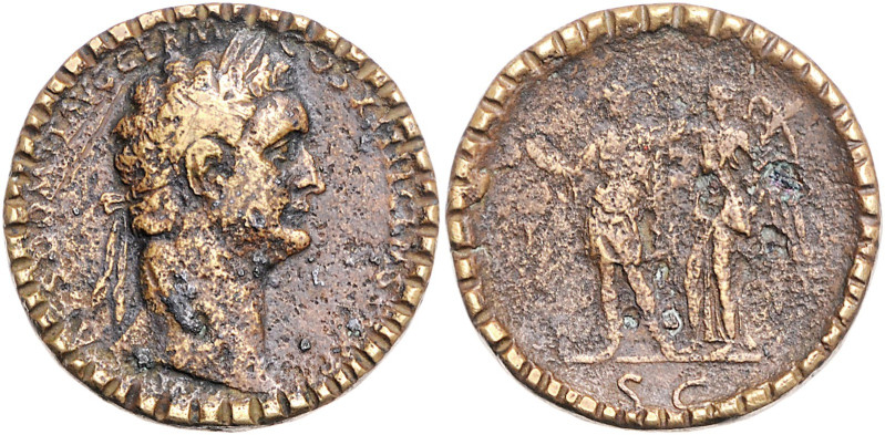 RÖMISCHES REICH, Domitian, 81-96, AE Sesterz, Rom. Belorb. Büste r. Rs.Victoria ...