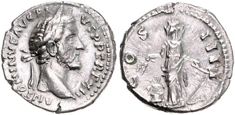 RÖMISCHES REICH, Antoninus Pius, 138-161, AR Denar (148-149), Rom. Belorb. Büste...