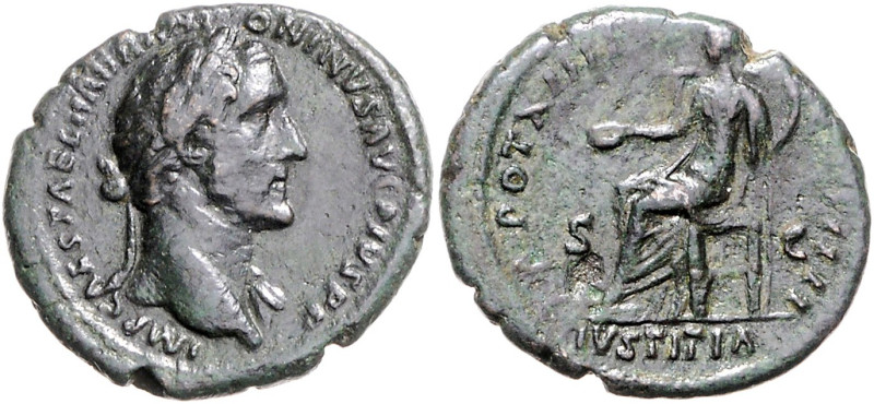 RÖMISCHES REICH, Antoninus Pius, 138-161, AE As TRP XIIII =150-151, Rom. Belorb....