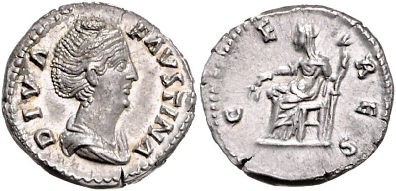 RÖMISCHES REICH, Faustina I., Gemahlin des Antoninus Pius, +141, AR Denar, Rom. ...