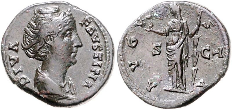 RÖMISCHES REICH, Faustina I., Gemahlin des Antoninus Pius, +141, AE As (nach 141...